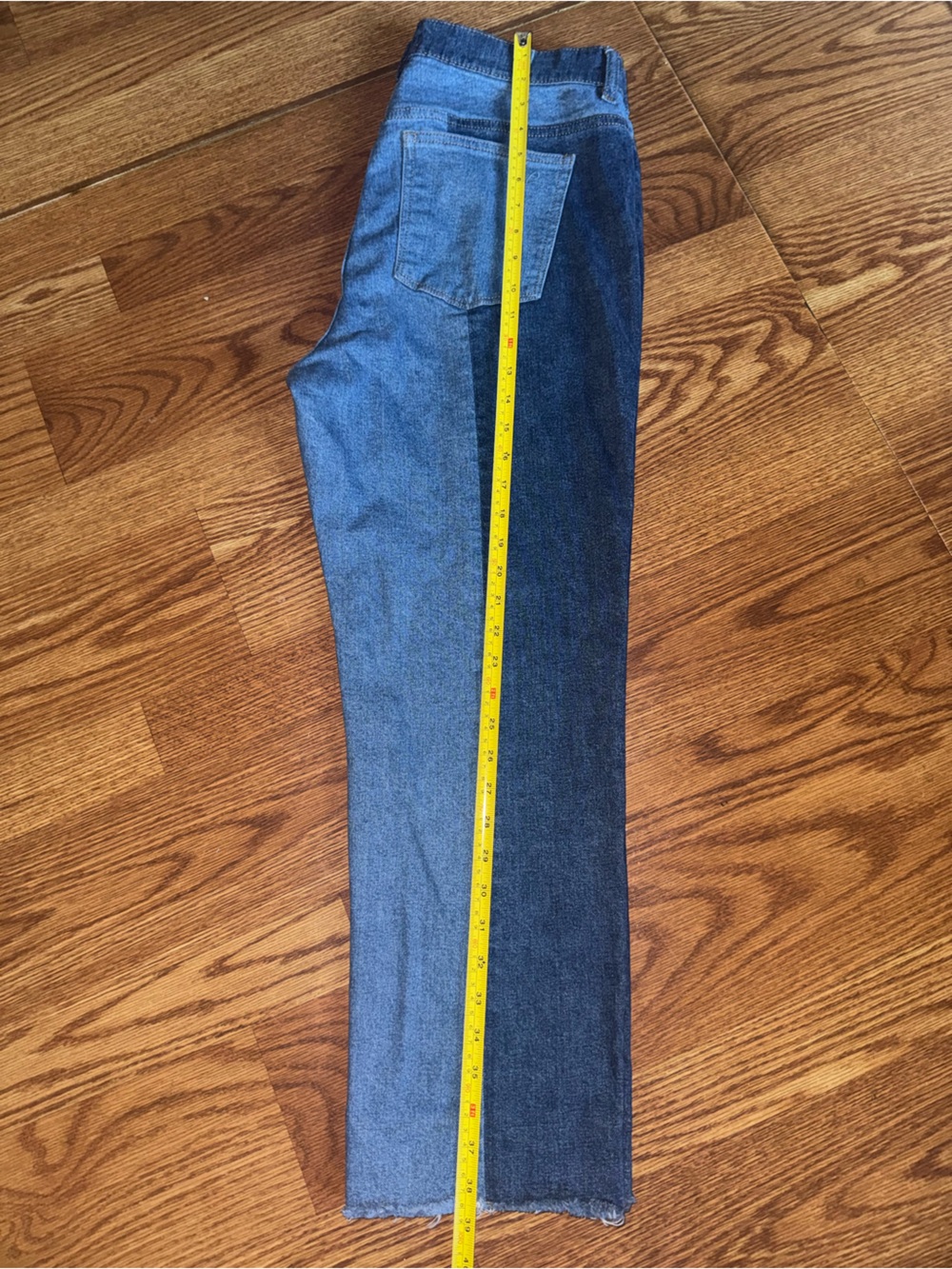 DL1961 Colorblock Cropped Straight Leg Jeans Size 32 | Raw Hem Denim - Picture 5 of 10